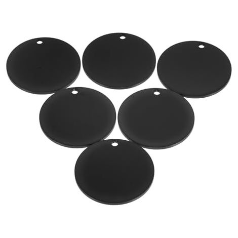 6 Pièces Médaille Ronde en Acier Inoxydable Noir, Gravable (1/5)