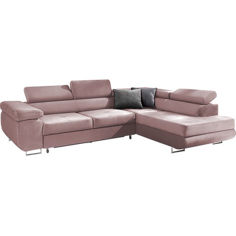 Ecksofa, gerade umwandelbar, 4-Sitzer, Wilson Velours, Rose