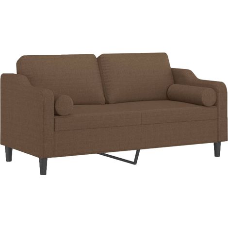 vidaXL Divano a 2 Posti con Cuscini Marrone 140 cm in Tessuto (1/4)