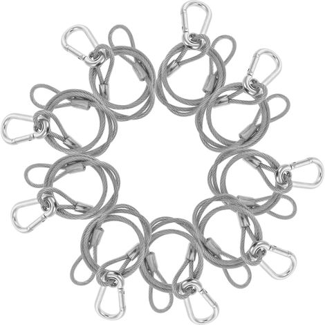 Lot de 10 câbles sécurité en acier inoxydable argenté, haute résistance et connexion facile pour (1/5)