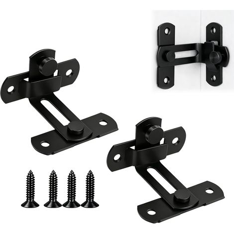 2 Pièces Verrou Porte Interieure Coulissante à Angle Droit 90 Degrés, loquet de porte coulissante à rabat, Verrou de sécurité pour Fenêtre, Placard et Jardin, Finition Noir Mat en Acier Inoxydable (1/5)
