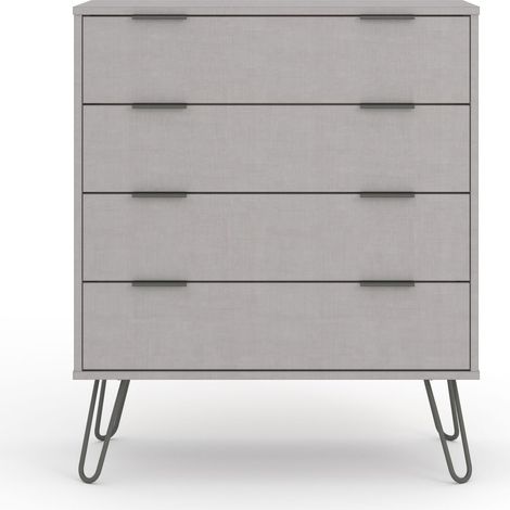 4 Drawer Chest of Drawers - Textured Manufactured Board/Metal - 76.5 x 39.5 x 90.3 cm - Grey (1/4)