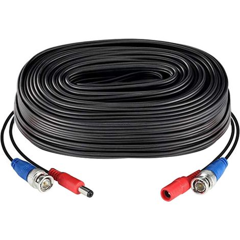 BNC Cable Video Power Cable for Security Surveillance DVR Camera 18.3m / 60ft, Black 1 Roll Y0ECHFYB (1/5)