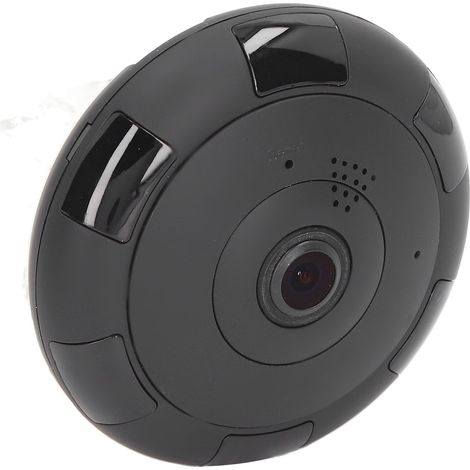 360°-Panorama-Überwachungskamera mit Echtzeit-3D-Nachtsicht, drahtlose IP-Kamera für Zuhause, EU-Stecker 100-240 V, schwarz. (1/5)