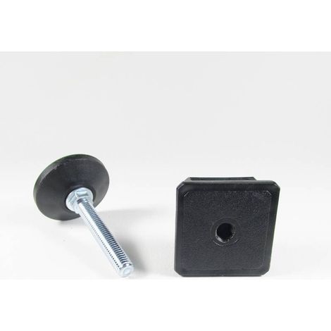 Ajile - Kit de Réglage / Mise à Niveau pour tube carré 60x60 mm avec Pied Vérin Fileté en Acier Zingué M10x60 mm Embase diamètre 50 mm (1/2)