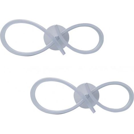 Coppia Applique Lampada Parete Led 12w Luce Calda Infinito 2 pezzi Bianco (1/5)