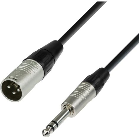 Cable Microphone - 5 M - Fiche Male Vers TRS 6,35 mm - Stéréo Équilibré - Cuivre Tressé 28x0,10 mm - Gaine PVC Mate (1/5)