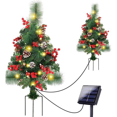 Solarbetriebene Weihnachtsbaumbeleuchtung an Erdspießen (1/4)