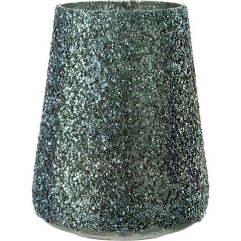 Photophore en Verre "Paillettes" 23cm Vert (1/3)
