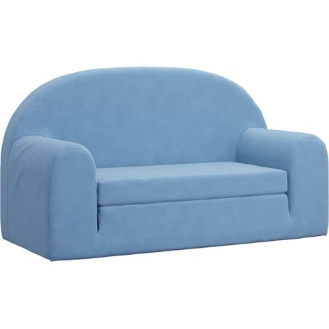 Canapé-lit pour enfants 2 places bleu peluche douce (1/5)