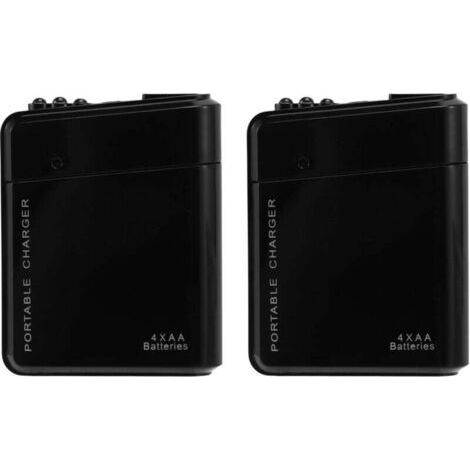 Caricabatterie USB portatile con 2 batterie AA nere e 4 batterie AA per telefono (1/4)