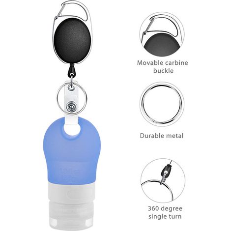 Flacon pulvérisateur voyage 3 pièces, distributeur gel hydroalcoolique portable, bouteilles vides réutilisables pour cosmétiques, avec cordon extensible, format mini sac à main. (1/4)