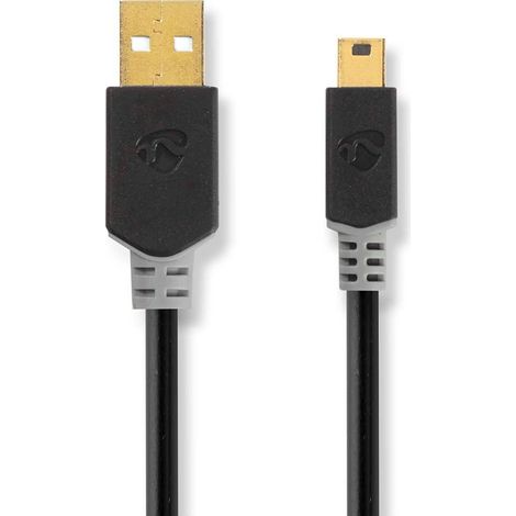 Cable usb usb 20 usb a macho usb mini b de 5 pines macho 480mbps chapado en oro 200 metros redondo pvc antracita caja con ventana