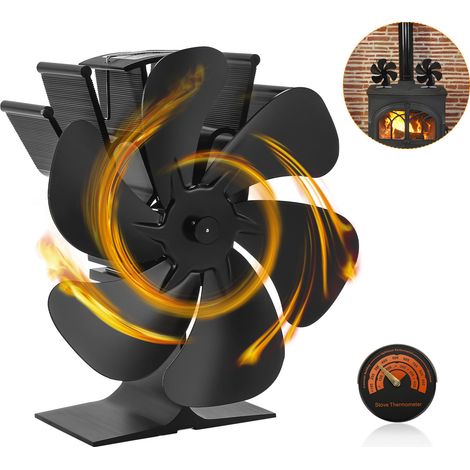 TolleTour Ventilateur De Poêle, Ventilateur thermique Silencieux à 6 Pales pour Poêle à Bois, Distribution Efficace de Chaleur en Hiver (1/5)