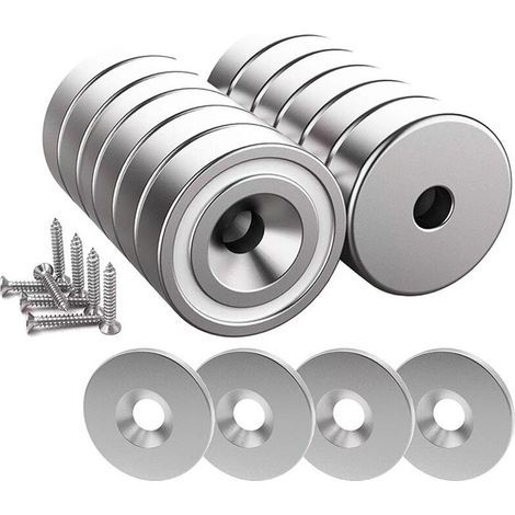 Neodym-Magnet – 20 x 7 mm mit Loch und Kapsel – 10 kg Haftkraft – Für Magnettüren und DIY-Projekte – 12er-Packung (1/5)