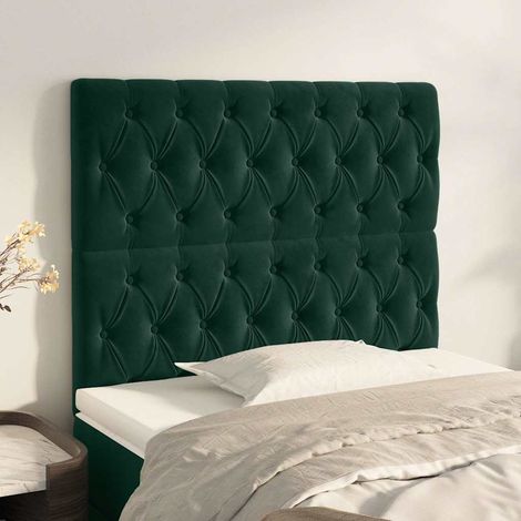 Tête de lit en velours vert foncé, hauteur réglable, 100 x 7 x 118/128 cm - PANGIVO (1/5)