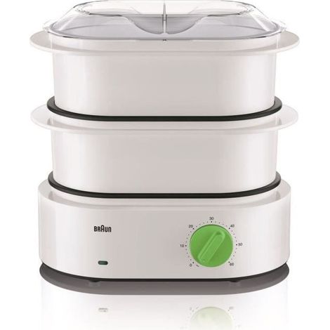 Braun – Cuiseur vapeur 850W – 2 bols amovibles 3,1L – Couvercle translucide – Compatible lave-vaisselle – Accessoire cuiseur de riz
