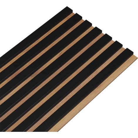 Decoon – Panneau décoratif mural noir 250 x 30 x 1,4 cm – MDF rigide chêne – Installation rapide – Pour décoration intérieure