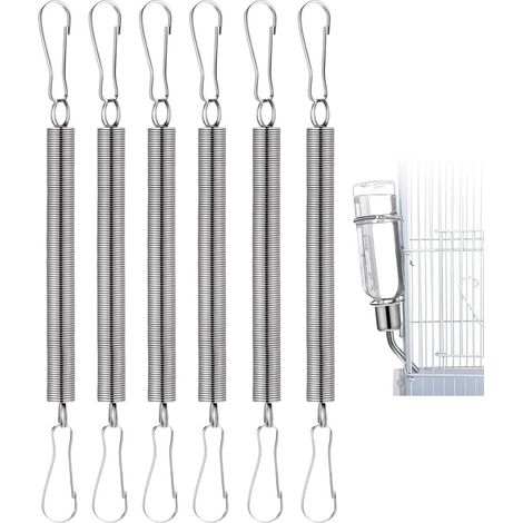 6 Pcs Ressorts Porte-Biberon pour Cage avec Crochets en Acier Inoxydable pour Lapin et Cochon d'Inde Support Abreuvoir Fixation Accessoires Cages Petits Animaux Mangeoire Ratelier Foin (1/5)