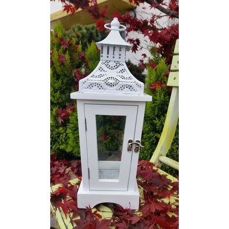 BONTURI CASA HOME DECORATION Lanterna Legno H 40 Cm 15 x 15 Cm Bianco