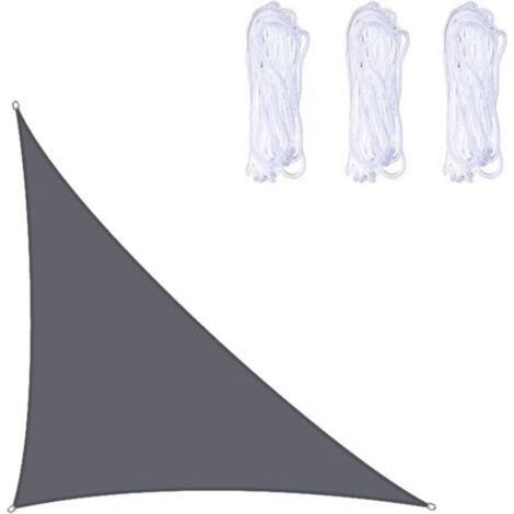 Voile d'ombrage triangulaire, 4 x 4 x 5,7 m, protection UV, pour extérieur, terrasse, jardin, grise