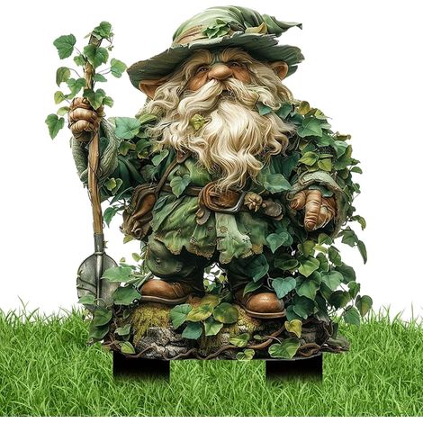 Troll de l'herbe verte en acrylique, piquets de jardin, statue extérieure résistante aux intempéries, décoration de cour, modèle G2D (1/5)