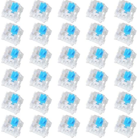 Lot 30 Interrupteurs Bleus Clicky 3 Broches Pré-lubrifiés Étanche Poussière Pour Clavier Mécanique Jeux PC Accessoires (1/5)