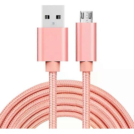 Câble de charge de données micro USB vers USB - 3 m, style tissé or rose (1/5)