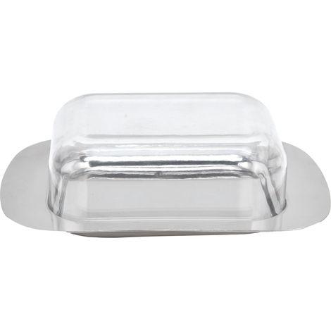 Boîte à beurre/fromage carrée en acier inoxydable avec couvercle transparent pour la cuisine (1/5)