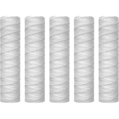 Cartuccia di filtrazione dell'acqua per sedimenti avvolti, 10 micron, 10x2,5 pollici, completa, ricambio universale per alloggiamento RO 10 (1/4)