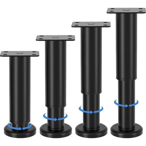 Höhenverstellbare Möbelfüße, von 12 bis 18 cm verstellbar, schwarze Metallfüße, für Schränke, TV-Möbel, Betten, Sofas, Nachttische, Stühle und Badezimmermöbel (1/5)