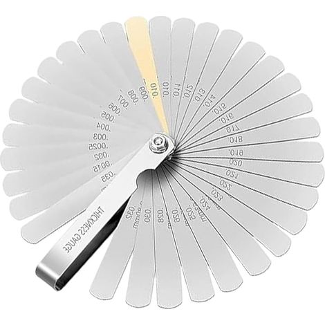 Jauge d'Épaisseur 32 Lames - Acier Inoxydable 0.03-1.00mm / 0.001-0.04" Double Échelle Métrique/Impériale - Pour Mesure de Jeu Soupape et Contrôle de Précision (1/5)