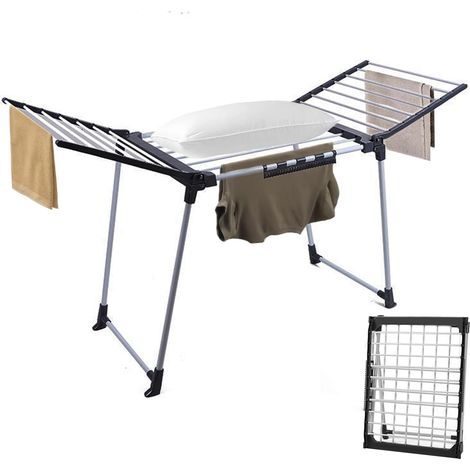 Tendedero plegable – Tendedero grande y resistente con alas para prendas largas, tendedero de pie robusto para uso interior y exterior, 1666297 cm (1/5)