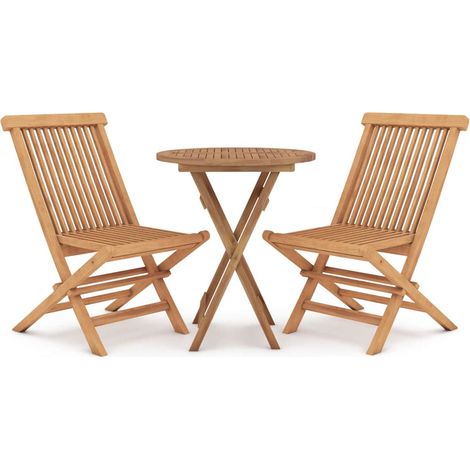 Maison Exclusive - 3-tlg. Garten-Essgruppe Massivholz Teak (1/5)