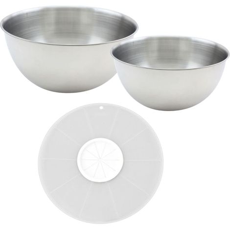 Set aus 2 Rührschüsseln mit Spritzschutzdeckel - FACKELMANN - Basic - 25 und 20,5 cm