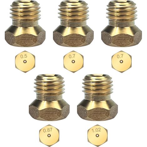 Butangas-Injektor – 5 Universal-Teile für Erdgas-/Flüssiggas-Kochfelder – Durchmesser 0,5 mm, 0,7 mm, 0,87 mm, 1,02 mm – Komplettset (1/5)