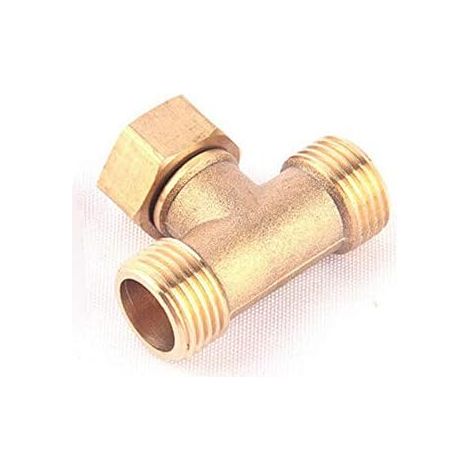Fienow Connecteur de tuyau 3 voies 1/2" T en Cuivre, Argenté/Doré, 1 pièce, Diamètre 1,27 cm, Raccord tuyau, T-connector, Pour systèmes tuyauterie d'air, gaz, eau, argent - Type-A