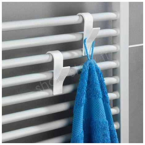 Pack de 6 porte-serviettes pour radiateur – Crochets en plastique blanc – Dimensions 2.5 cm x 10 cm x 6.5 cm – Gain de place dans les petites salles de bain – Shop-Story (1/5)