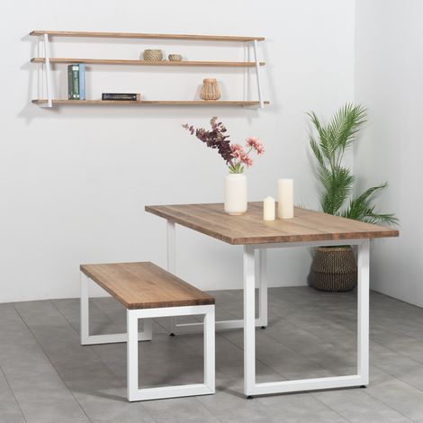 Mesa Oficina iCub Strong ECO 120x80x75cm Blanco en madera maciza de pino acabado vintage estilo industrial Box Furniture
