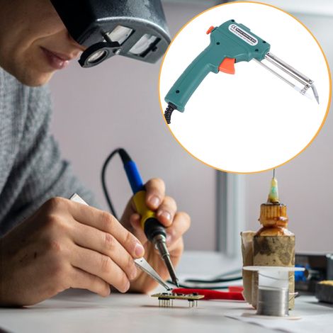 Pistolet à souder portatif à chauffage interne 60 W, vert foncé, + fil à souder 50 g, norme européenne 220 V (1/5)