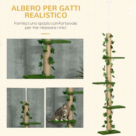 Katzenbaum für höhenverstellbare Decken von 202 bis 242 cm mit Spannstange. Grün (1/5)