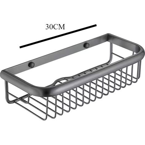 Panier de rangement mural à un niveau pour savon/éponge (gris anthracite, 30 cm) en cuivre doré rose / accessoire de salle de bain (1/5)