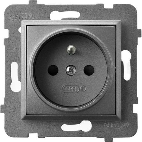 Aria Einzelsteckdose mit/ohne Steckdose, grau matt GP-1UZ/m/70