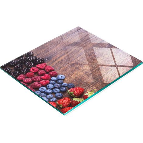 Pannello decorativo multifunzionale da cucina in legno temprato con motivo frutti di bosco, 60x52 cm. (1/5)