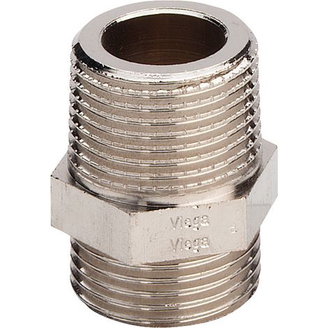 Raccord fileté 1021.1-260 en laiton nickelé R1/2 x R3/4