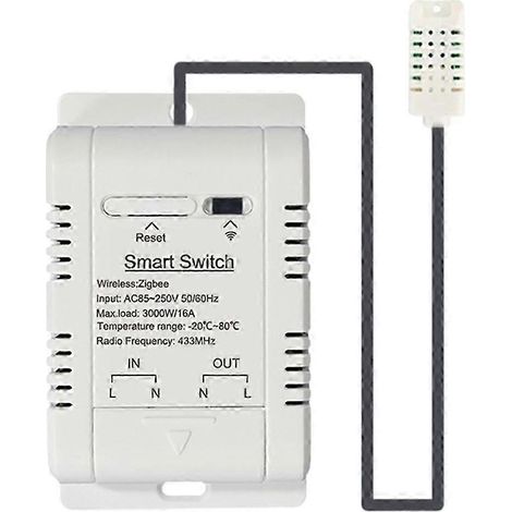 Interrupteur intelligent WiFi de température et d'humidité avec capteur de 1 mètre, compatible avec les appareils 16A... (1/5)