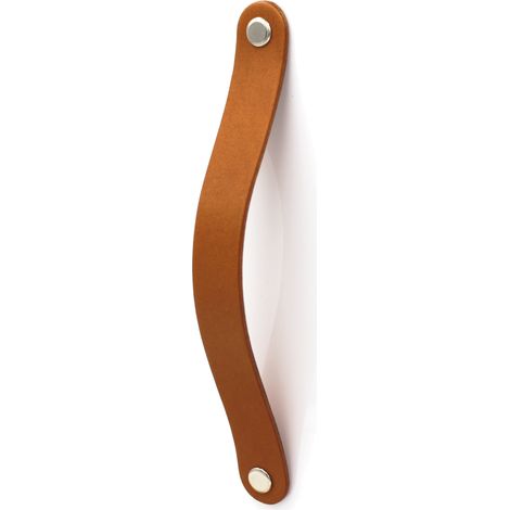 Leder Möbelgriff 160 mm, Cognac, Black Tree, Möbelgriffe + Schrauben (1/3)
