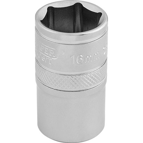 Draper 16mm 1/2" Square Drive 6-Point Metric Socket (Micro Satin Chrome) – Model 16606 (1/5)