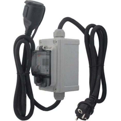 Compteur Electrique Numérique Mobile 230V IP67 Wattmetre Mobile Extérieur KWH Wattmetre Prise avec LED/Réinitialisation, Prise Compteur D'énergie pour Camping-cars Véhicules Electriques (1/4)