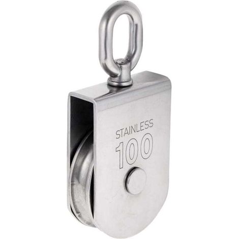 Robuste Poulie à Corde Réa Simple avec Emerillon Pivotante en Inox Pulley Block Charge Max. 35-1000 kg - M100 (1/4)